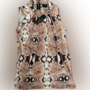 Snakeskin Reptile Animal Snake Print Top Polar Bear Gold Coral Cream Black New S